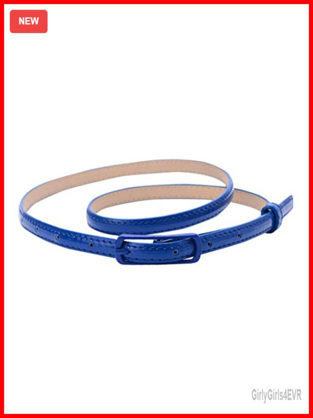 Women's Faux Leather Skinny Belt Rectangular Buckle Adjustable